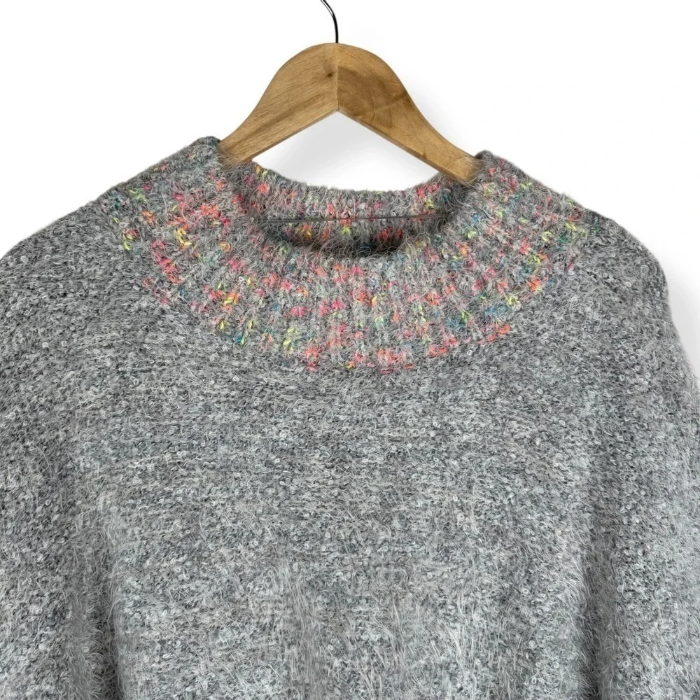 Free People Stardust Sweater Size Medium Confetti Speckled Chunky Knit Fuzzy Top